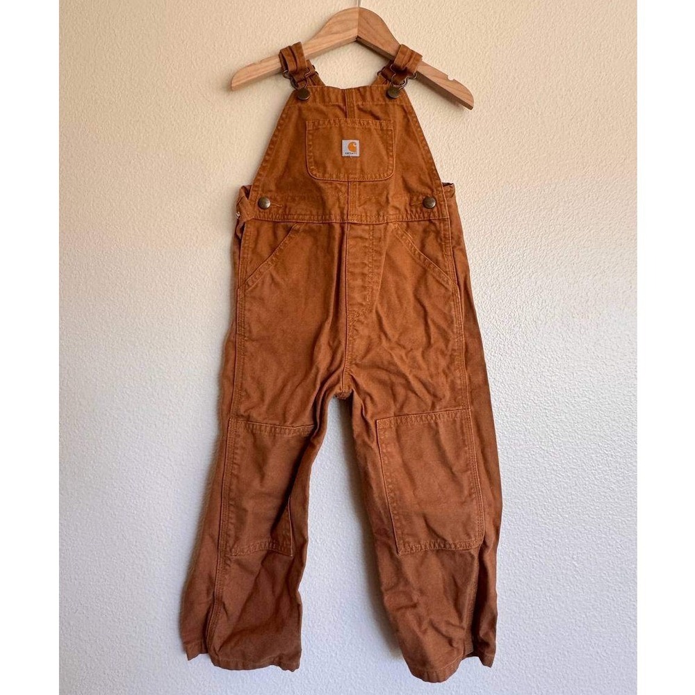 Carhartt Kids Toddler Bib Overalls 3T Brown Duck Canvas Workwear Gorpcore